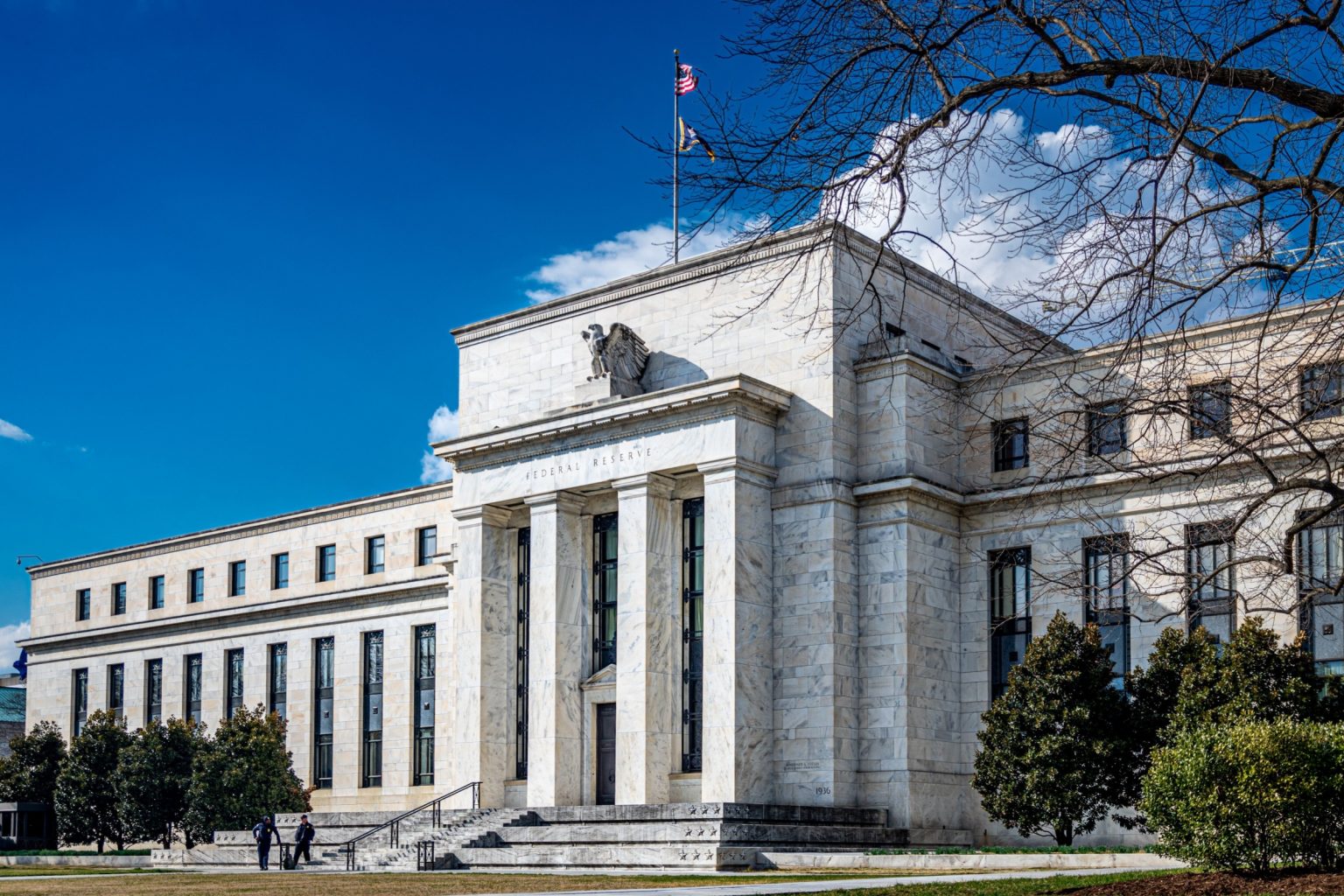 front of the United States Federal Reserve System headquarters where monetary policy is established by board of governors