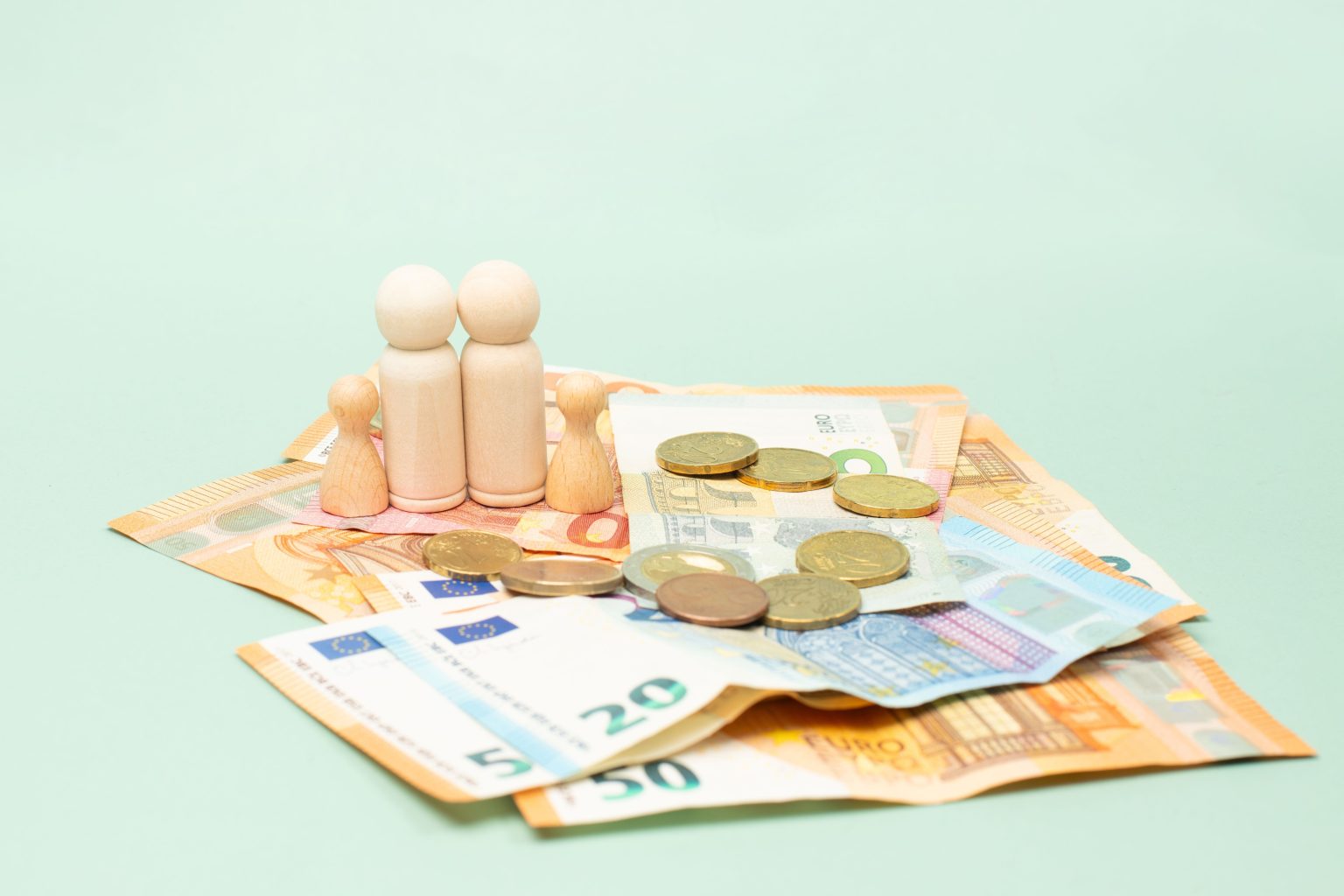 Financial problem for family, poverty, inflation, minimum wage, increase living costs, child benefit, Euro banknotes money