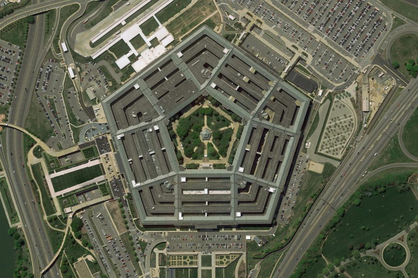 Washington / USA - Dec 6, 2019: Pentagon Building aerial view in Washington DC, USA